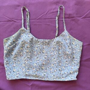 Forever 21 Light Blue Floral Cropped Camisole